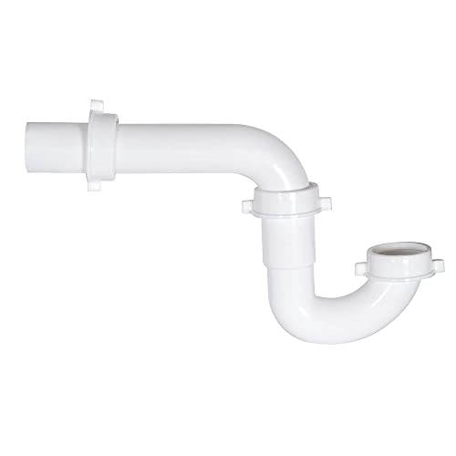 EZ-FLO 1-1/2 Inch P-Trap with Adapter for Tubular Drain Applications, White Polypropylene, 35376 - Image 2
