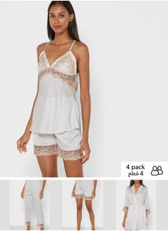4 Piece Satin Pyjama Set