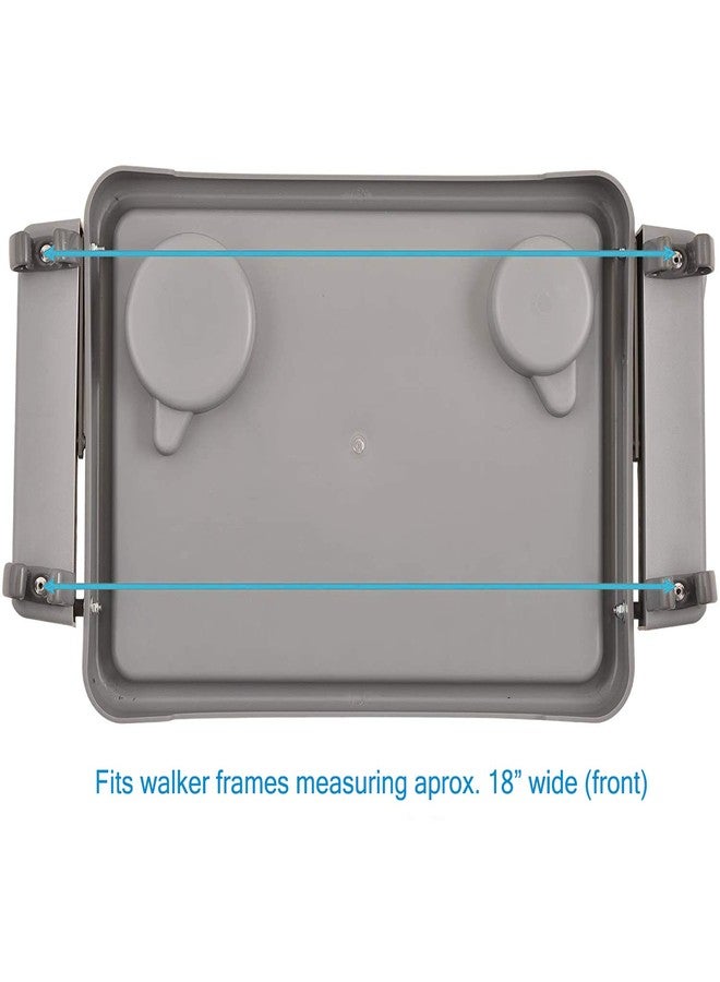 KosmoCare Universal Folding Walker Tray with Two Cup Holders and Tool Free Setup, Grey - Image 2