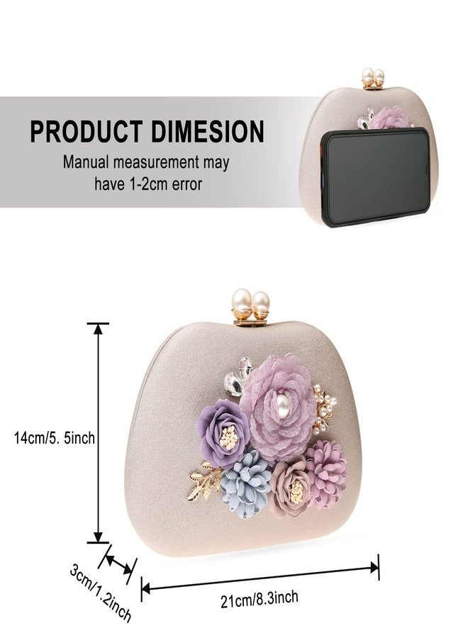 Rkrouco Evening HandBags for Women Flower Wedding Clutch Purse Satin Floral Ladies Party Crossbody Bag - Image 4