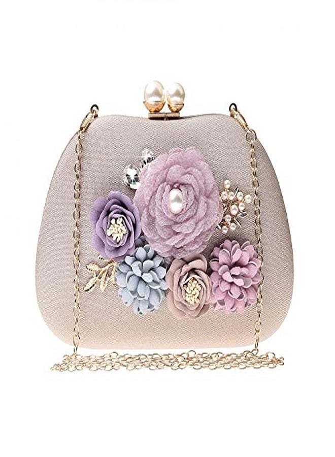 Rkrouco Evening HandBags for Women Flower Wedding Clutch Purse Satin Floral Ladies Party Crossbody Bag - Image 1