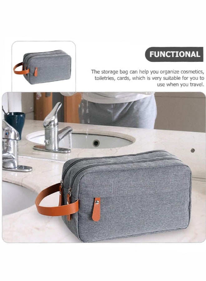 بلومنغ تايم حقيبة أدوات الزينة للسفر في رحلة العمل ، حقيبة مستحضرات تجميل ذات سعة كبيرة بطبقتين ، حقيبة تخزين ملابس أكسفورد بلون سادة ، حقيبة يد محمولة - Image 1