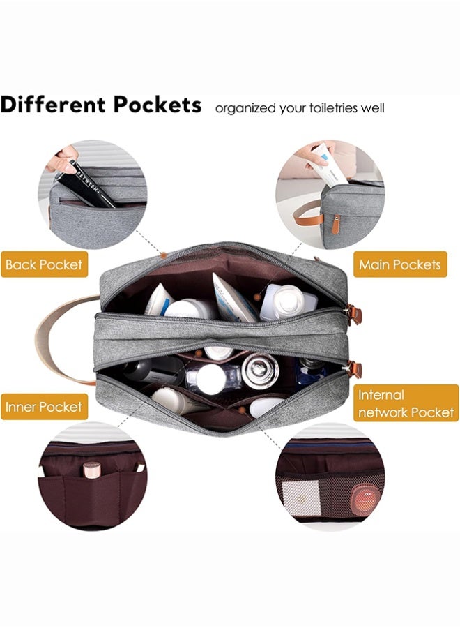 بلومنغ تايم حقيبة أدوات الزينة للسفر في رحلة العمل ، حقيبة مستحضرات تجميل ذات سعة كبيرة بطبقتين ، حقيبة تخزين ملابس أكسفورد بلون سادة ، حقيبة يد محمولة - Image 3