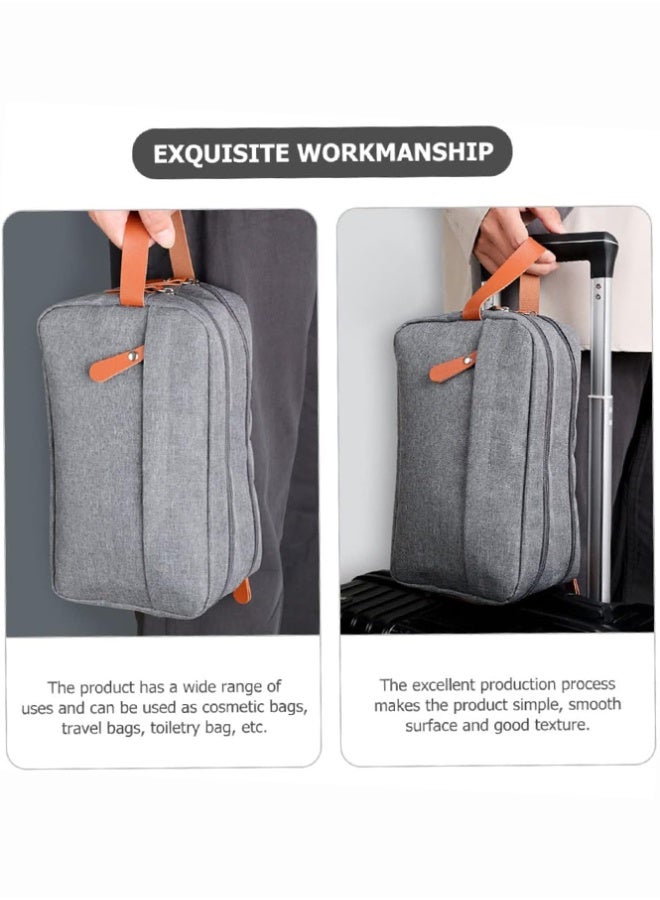 بلومنغ تايم حقيبة أدوات الزينة للسفر في رحلة العمل ، حقيبة مستحضرات تجميل ذات سعة كبيرة بطبقتين ، حقيبة تخزين ملابس أكسفورد بلون سادة ، حقيبة يد محمولة - Image 4