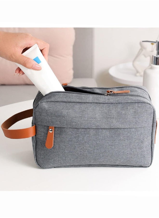 بلومنغ تايم حقيبة أدوات الزينة للسفر في رحلة العمل ، حقيبة مستحضرات تجميل ذات سعة كبيرة بطبقتين ، حقيبة تخزين ملابس أكسفورد بلون سادة ، حقيبة يد محمولة - Image 5