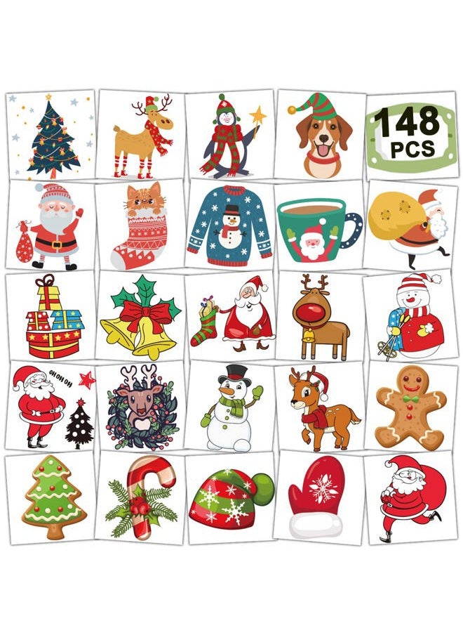 CHARLENT - 148 PCS Christmas Temporary Tattoos for Kids - Xmas Individual Tattoos for Kids Christmas Party Favors, Stocking Stuffer, Christmas Eve Gift - Image 1