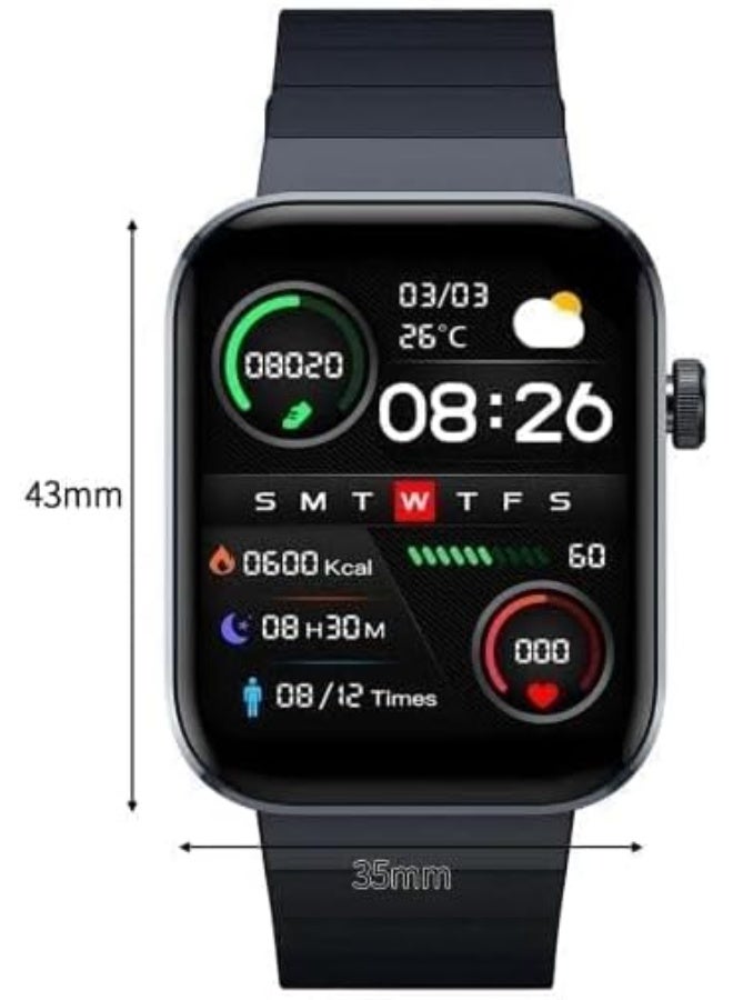 Mibro T1 Smart Watch Bluetooth Call Watch With 1.6-inch AMOLED HD Display Health Tracking & 20 Sport Modes 2 ATM Waterproof Bluetooth 5.0 - Black, Normal - Image 2
