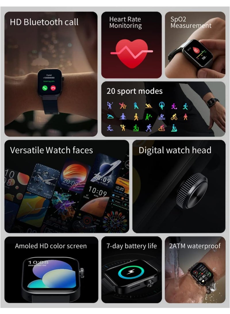 Mibro T1 Smart Watch Bluetooth Call Watch With 1.6-inch AMOLED HD Display Health Tracking & 20 Sport Modes 2 ATM Waterproof Bluetooth 5.0 - Black, Normal - Image 3