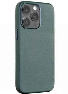 ELTRAZONE Eltrazone Case for Iphone 14/14 Plus/14 Pro/14 Pro Max, Smooth Genuine Leather Solid Color Phone Back Case, Hard Case Anti Slip Cover, Anti-Fingerprint Support Wireless Charging (Color : Green) 