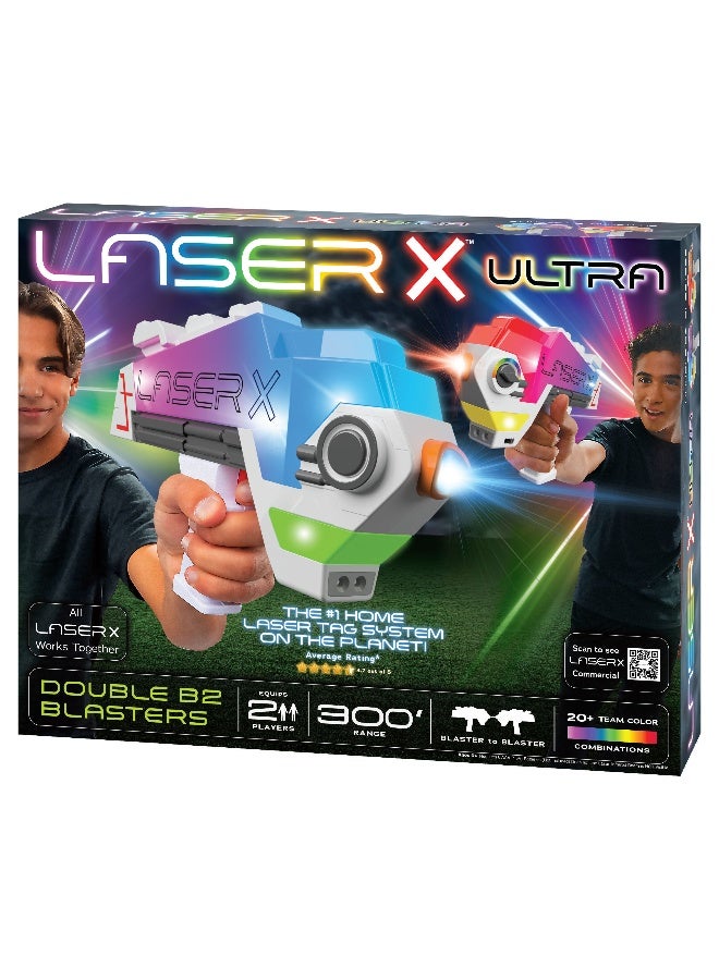 Laser X مسدسات ليزر X ألترا دبل B2 تعمل بالبطارية | تطلق حتى مدى 300 قدم! | مسدس ليزر | لعبة أكشن | لعبة تفاعلية | لعبة رد فعل | ألعاب ليزر | لعبة متعددة اللاعبين | هدية للأطفال والبالغين - Image 1