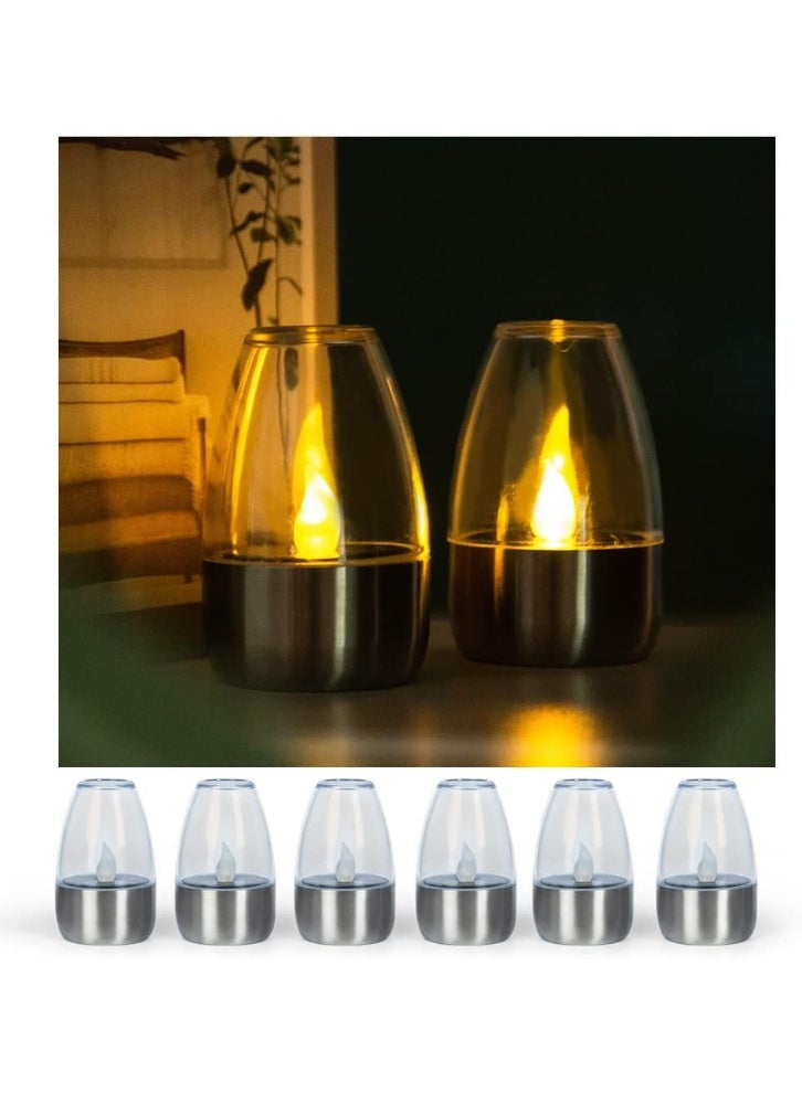 Jorunb Solar Candle Lights,Flameless Candle Lights,Solar Rechargeable Tea Wax lamp,6 flameless Candle Light, Suitable for Wedding, Valentine's Day, Halloween, Christmas (Tea Light) - Image 1