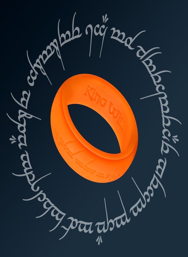 King Will خاتم زفاف سيليكون للرجال من كينغ ويل - 8 مم خاتم سيليكون برتقالي نابض مع تصميم نمط سحري، خاتم زفاف مطاطي قابل للتنفس بحجم مريح 12 - Image 3