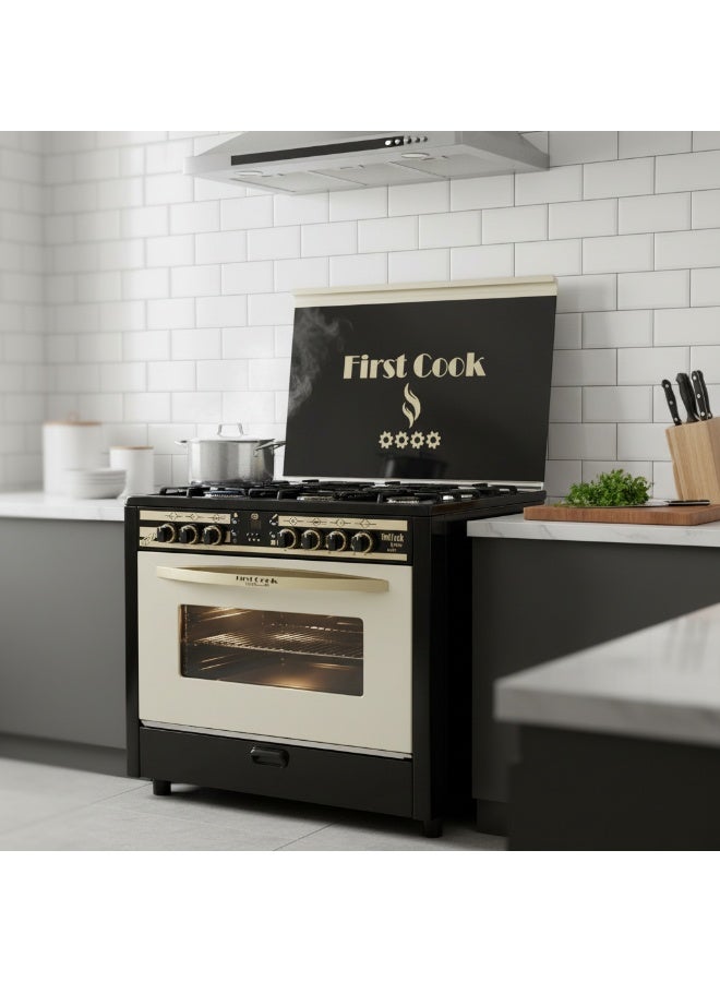 First Cook Black Gold C-Class Cooker 5 Burners with Auto Ignition 90x60cm - Image 2