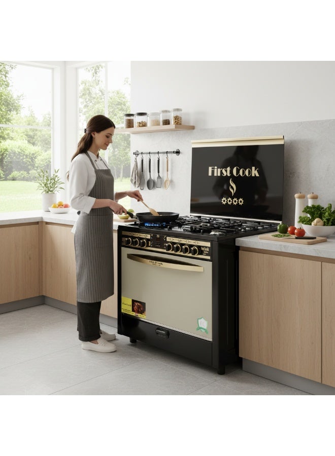 First Cook Black Gold C-Class Cooker 5 Burners with Auto Ignition 90x60cm - Image 4
