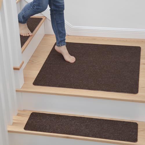 MBIGM Non-Slip Carpet Stair Tread Mat 30" x 30" Landing Rug-Matching Mat Non-Skid Safety Rug Slip Resistant - Brown - Image 1