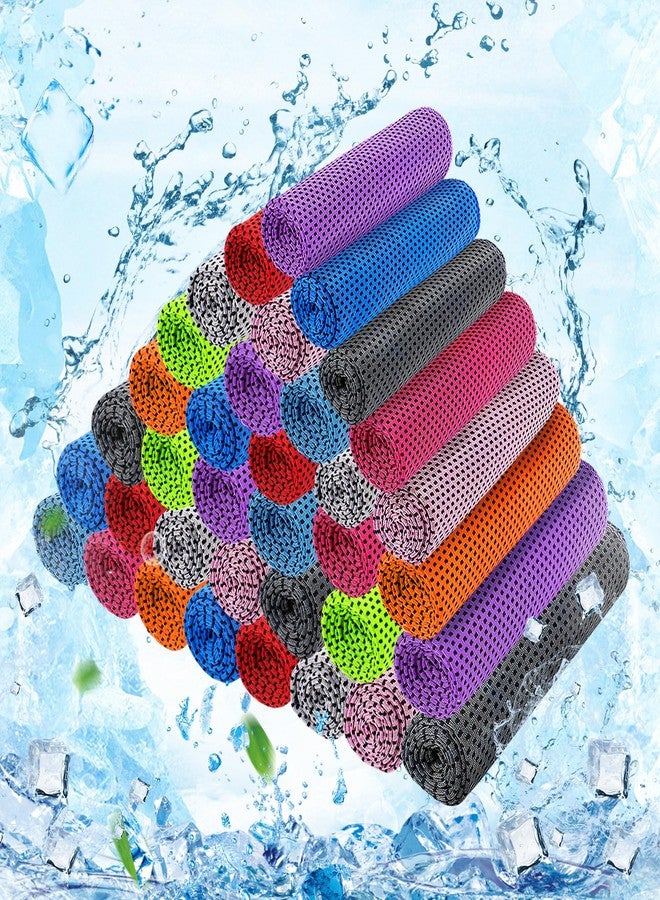 MADHOLLY 50 Packs Cooling Towels for Neck and Face - 31"x12" Bulk Breathable Cooling Towel for Hot Weather, Sweat Neck Wraps for Camping, Workout, Fitness Gym, Yoga, 10 Colors - Image 1