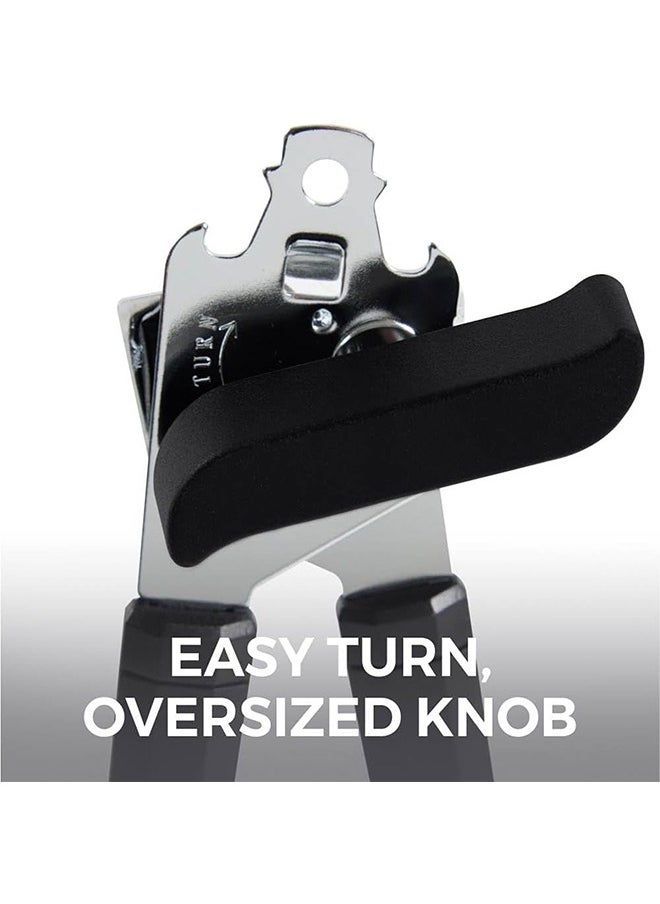 Handheld Openers with, Can Opener Heavy Duty, Hand Held Easy Turn Knob,Kitchen Gadgets/Essentials, Easy Grip & Heavy Duty, Black