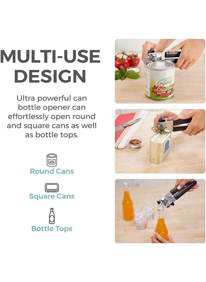 Handheld Openers with, Can Opener Heavy Duty, Hand Held Easy Turn Knob,Kitchen Gadgets/Essentials, Easy Grip & Heavy Duty, Black