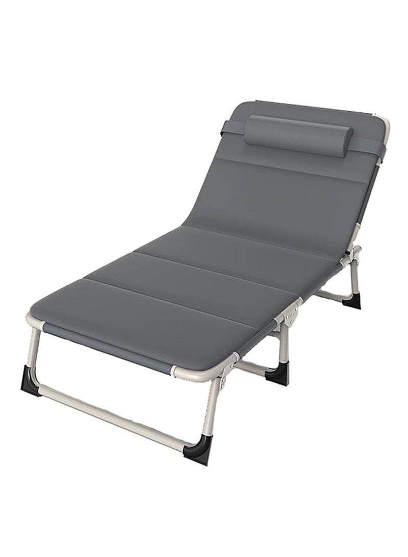Arabest Folding Camping Bed, Folding Bed with Comfortable Cotton Cushion, Single Folding Recliner for Camping Office Lunch Break Outdoor Emergency (Grey) - Image 1