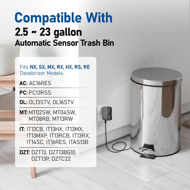 LotFancy Power Supply for Stainless Steel Trash Can, 6V 500mA AC DC Adapter Compatible with iTouchless Automatic Touchless Sensor Trash Can 2.5 to 23 Gallon Models, UL Listed - Image 2