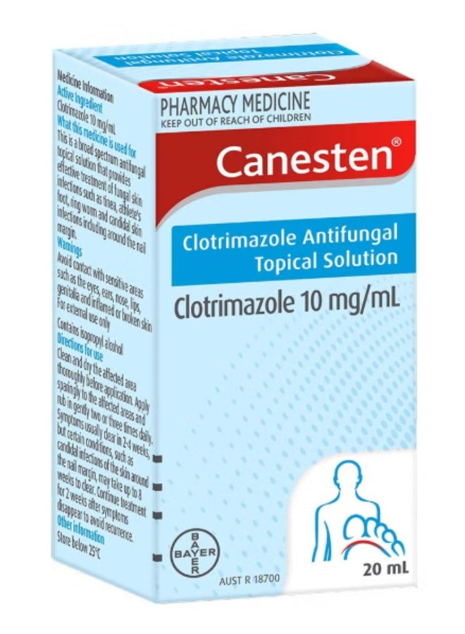 Canesten Antifungal Topical Solution 20ml – Clotrimazole Treatment for Fungal Skin Infections