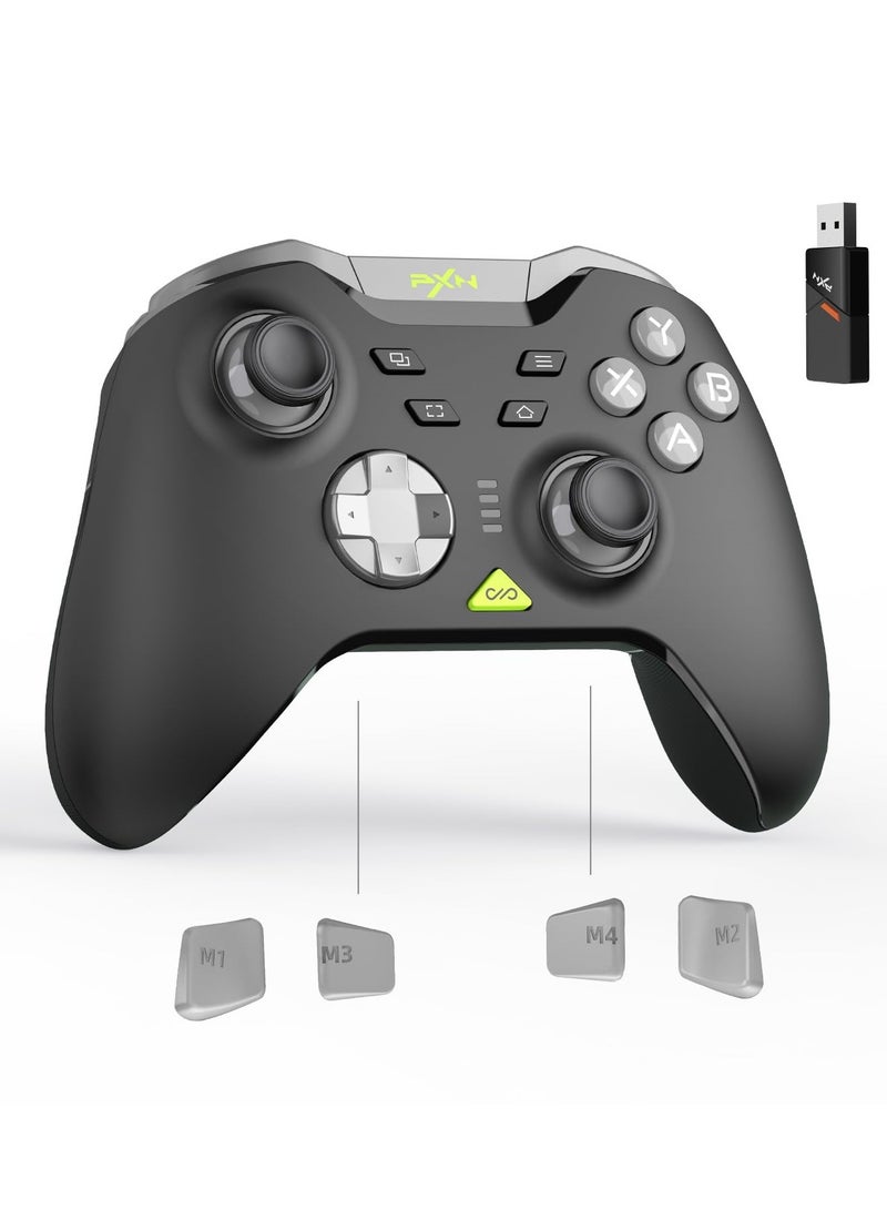 P5 PC Gaming Controller, 2.4G Wireless Gaming Controller, Hall Effect Joystick, Hall Triggers, Dual Vibrators, APP, POM, Wake-up, 4-Macro, 3-Mode(2.4G/BT/SW), for PC,Switch,Android,iOS - Black - Image 1