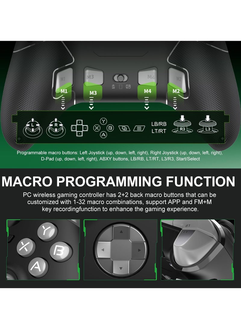 P5 PC Gaming Controller, 2.4G Wireless Gaming Controller, Hall Effect Joystick, Hall Triggers, Dual Vibrators, APP, POM, Wake-up, 4-Macro, 3-Mode(2.4G/BT/SW), for PC,Switch,Android,iOS - Black - Image 3