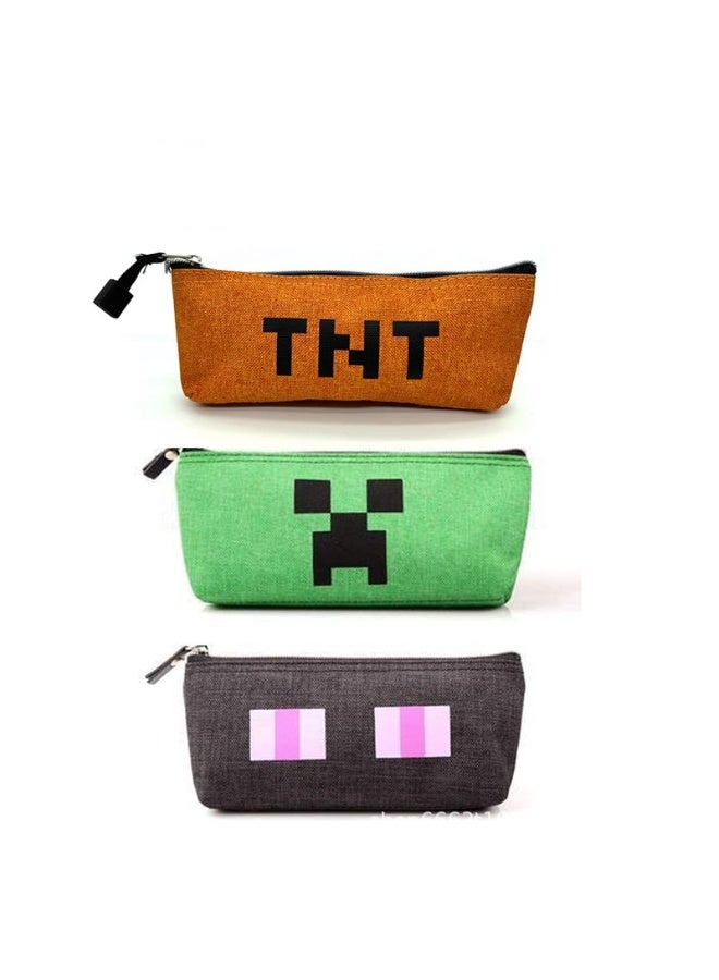 Minecraft Canvas Pencil Case, Large Capacity Zippered Pencil Organizer for Students - Image 4