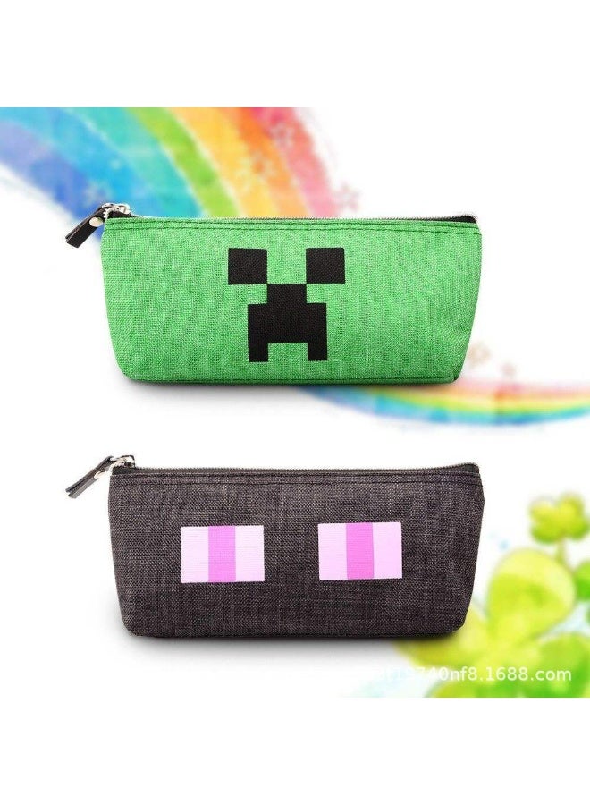 Minecraft Canvas Pencil Case, Large Capacity Zippered Pencil Organizer for Students - Image 3