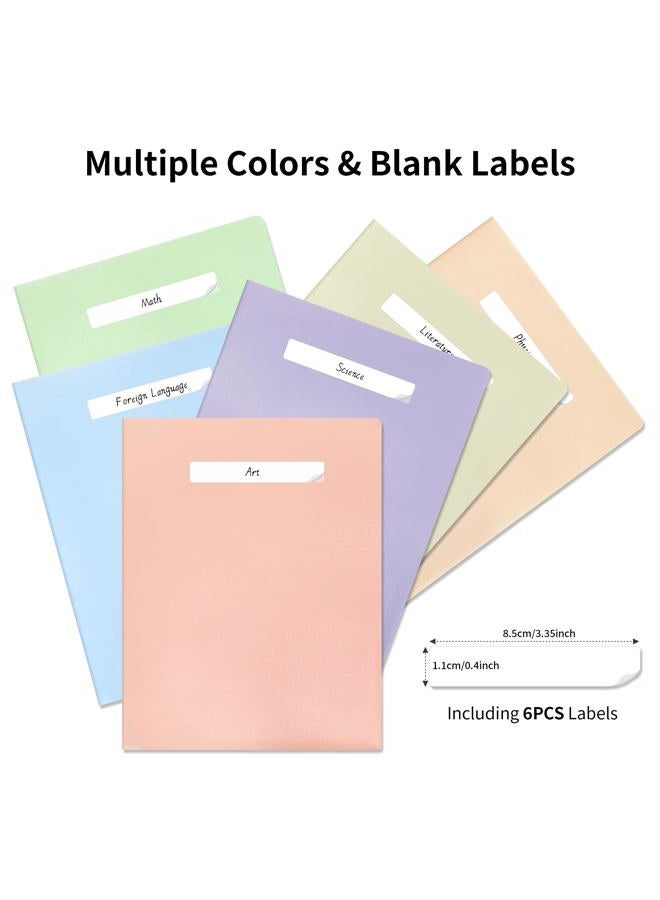 Bluckincle Folders with Pockets, 2 Pocket Plastic Folder with Pockets for School Colored File Folder for Documents Letter Size with Business Card Slot Back to School Office Teacher Supplies(6 Pack Pastel Colors) - Image 3
