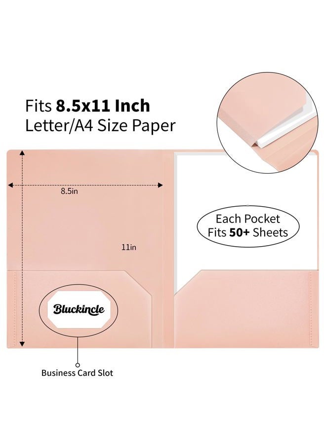 Bluckincle Folders with Pockets, 2 Pocket Plastic Folder with Pockets for School Colored File Folder for Documents Letter Size with Business Card Slot Back to School Office Teacher Supplies(6 Pack Pastel Colors) - Image 2