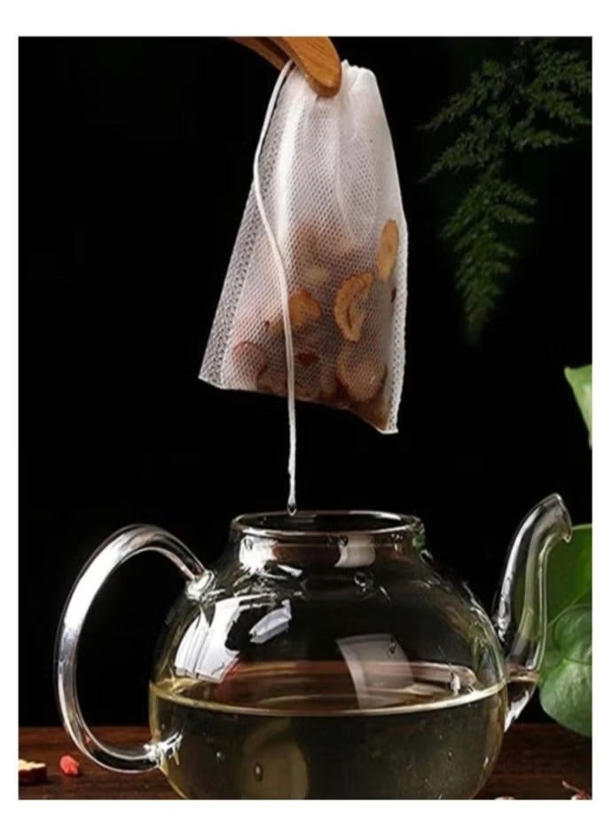 OMEVE Tea Filter Bags 100 Pack Disposable Empty Tea Bags, Loose Leaf Tea Infuser Drawstring Seal Tea Bags Multipurpose Non-Woven Fabric Sachet Bags for Coffee Spice Herbs  - Image 3