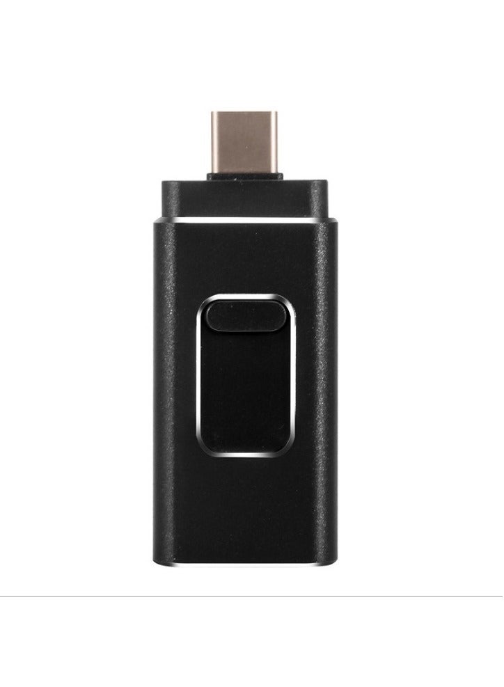 AROAQ 512GB USB Flash Drive, Shock Proof 3-in-1 External USB Flash Drive, Safe And Stable USB Memory Stick, Convenient And Fast Metal Body Flash Drive, Black Color (Type-C Interface + apple Head + USB)  - Image 1