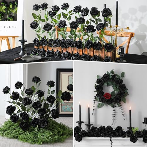 Luyue 10PCS Artificial Roses Flower with Stems Slik Fake Flowers Bouquet Realistic Long Stem Faux Rose for Valentines Day Wedding Home Decor - Image 3