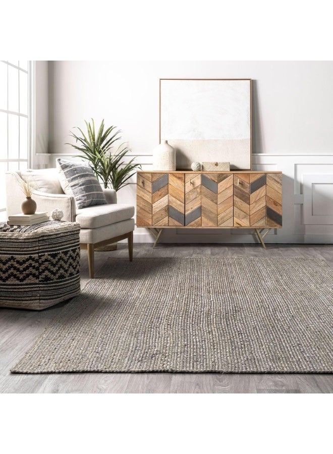 Handpicked Furniture Jute Grey Rug, Soft Area Carpets For Bed Room, Living Room, Dining Room, Antislip Floor Carpets, Easy To Clean, Made In India, 120x170 cm, Rectangle - Image 5
