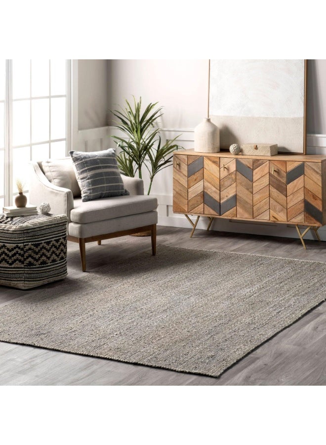 Handpicked Furniture Jute Grey Rug, Soft Area Carpets For Bed Room, Living Room, Dining Room, Antislip Floor Carpets, Easy To Clean, Made In India, 120x170 cm, Rectangle - Image 2