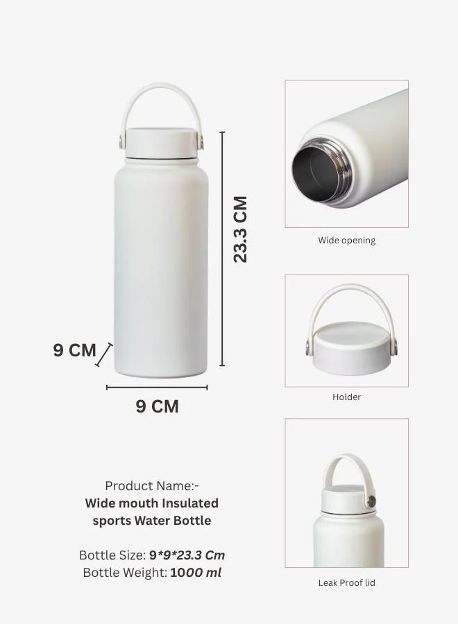 Casa Quesera  SNAPTRON® Wide mouth 1000ml Insulated Sports Water Bottle – Large Capacity, Portable, Leakproof with Anti-Slip Bottom  | Best Price UAE