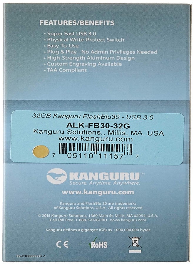 Kanguru FlashBlu30 - 32GB USB Flash Drive - Physical Write Protection Switch - Super Fast USB 3.0 - Image 4