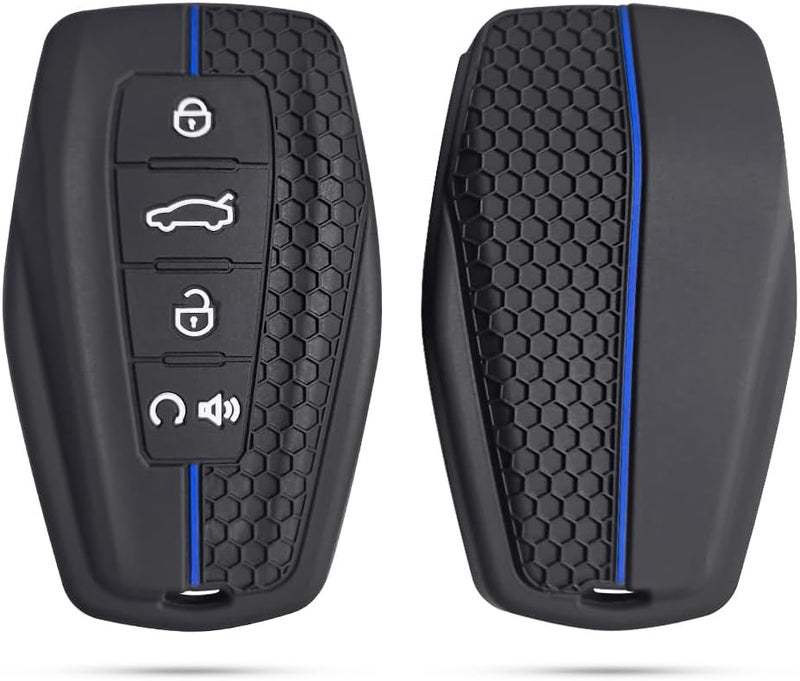 7Cylinder Silicone 4 Button Key Fob Cover Compatible with Haval - 2 Pcs Durable Cushiony Fob Cover for Dargo GT H6 H9 Jolion (Blue) - Image 5
