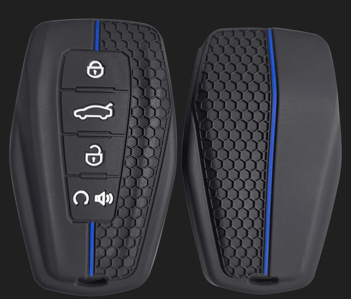 7Cylinder Silicone 4 Button Key Fob Cover Compatible with Haval - 2 Pcs Durable Cushiony Fob Cover for Dargo GT H6 H9 Jolion (Blue) - Image 2