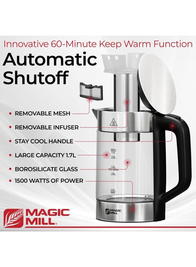 Magic Mill Pro Electric Kettle with tea Infuser and Temperature Control - Keep Warm Function, Rapid Boil, Automatic Safety Shut Off, BPA Free, No Plastic on Water, British Patent Technology,Large 1.7L - Image 2