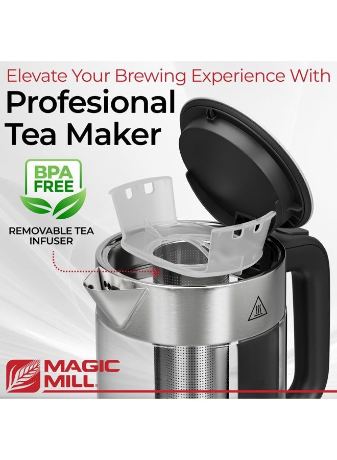 Magic Mill Pro Electric Kettle with tea Infuser and Temperature Control - Keep Warm Function, Rapid Boil, Automatic Safety Shut Off, BPA Free, No Plastic on Water, British Patent Technology,Large 1.7L - Image 4