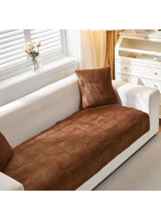 HOMETHREADS HOMETHREADS Couch/Sofa Covers | Luxurious Slipcover Solutions for Sofas, Armchairs, and Loveseats (Brown_Coco, 5 Seater | 70x230cm) - Image 1