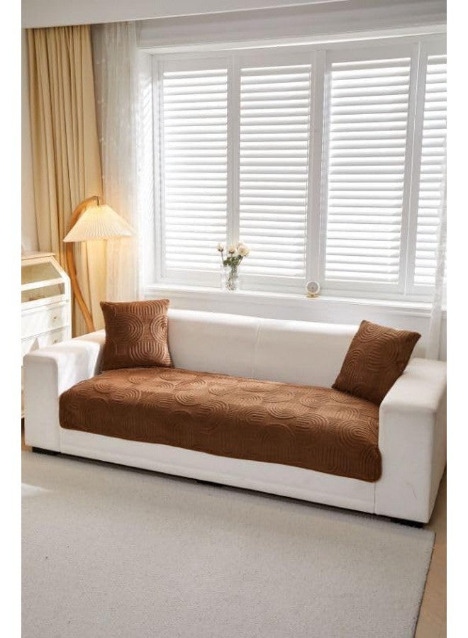 HOMETHREADS HOMETHREADS Couch/Sofa Covers | Luxurious Slipcover Solutions for Sofas, Armchairs, and Loveseats (Brown_Coco, 5 Seater | 70x230cm) - Image 3