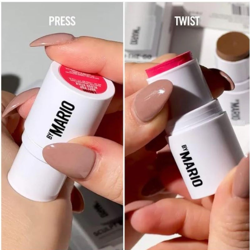 BY MARIO Makeup By Mario Sculpt & Pop On the Go Duo Contour and Blush Stick - Medium/Pale Petal - Warm Golden/Soft Pink - Image 3