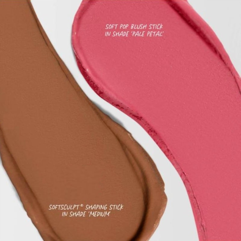 BY MARIO Makeup By Mario Sculpt & Pop On the Go Duo Contour and Blush Stick - Medium/Pale Petal - Warm Golden/Soft Pink - Image 2