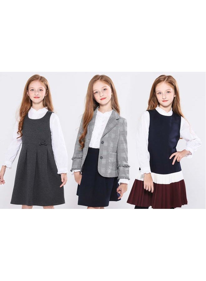 SOLOCOTE Girls White Blouse Ruffle Long Sleeve Button Down Shirts Princess Cotton Loose Soft Tops Spring and Summer 5-14Y, 13-14 Years - Image 3