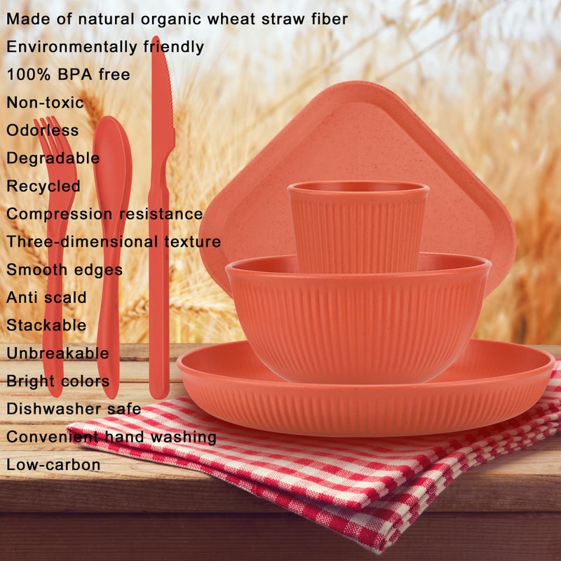 TOUWMX 42-Piece Plates and Bowls Sets, Wheat Straw Dinnerware Sets Service for 6 - Cups Sets, Dinner Plates, Bowls for Kitchen, Unbreakable Dishwasher and Microwave Safe Dishes Set - Image 5