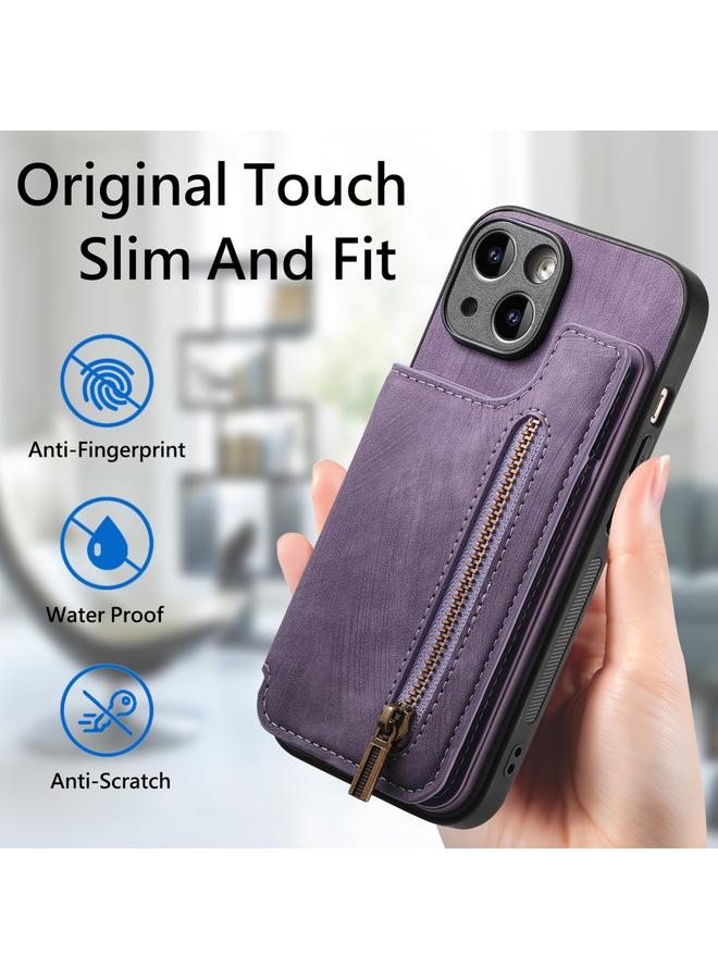 Zaboon Case For iPhone 11 Retro Leather Zipper Wallet Back Phone Case - Image 5