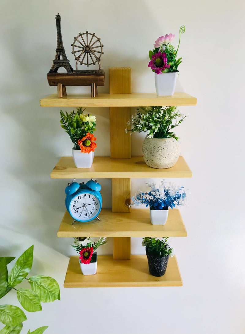4 decorative shelves made of high-quality natural musky wood, insulated with more than one layer of service and transparent paint to preserve the quality, beauty and color of the natural wood, 40 cm  - Image 1